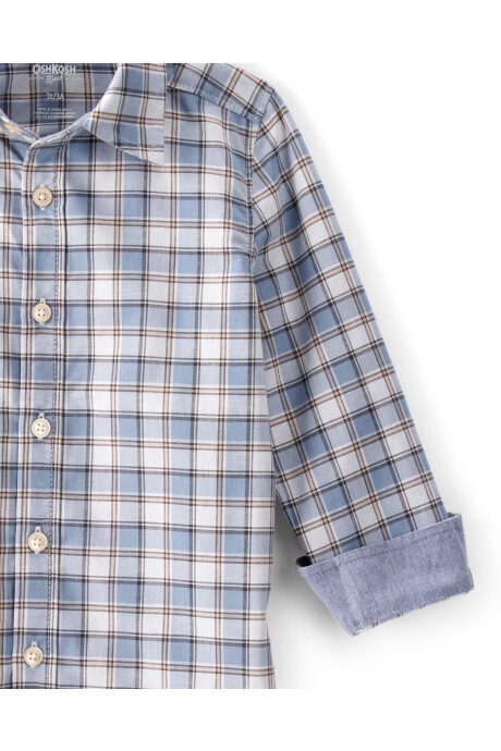 Camisa de popelina, diseño a cuadros Sin color