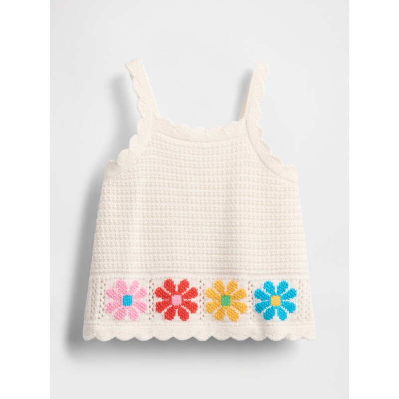 SL CROCHET FLORAL TANK IVORY FROST