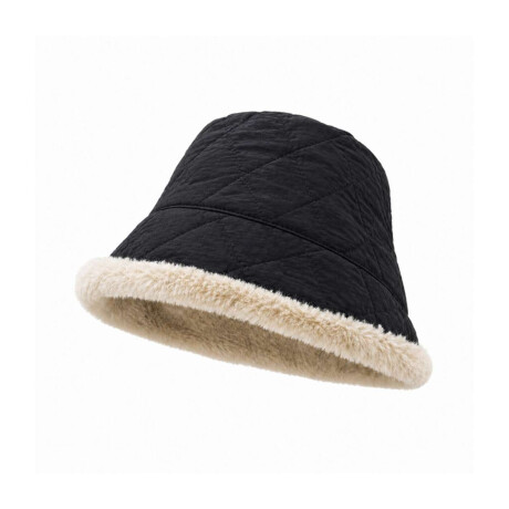 Gorro piluso puffer con corderito Negro