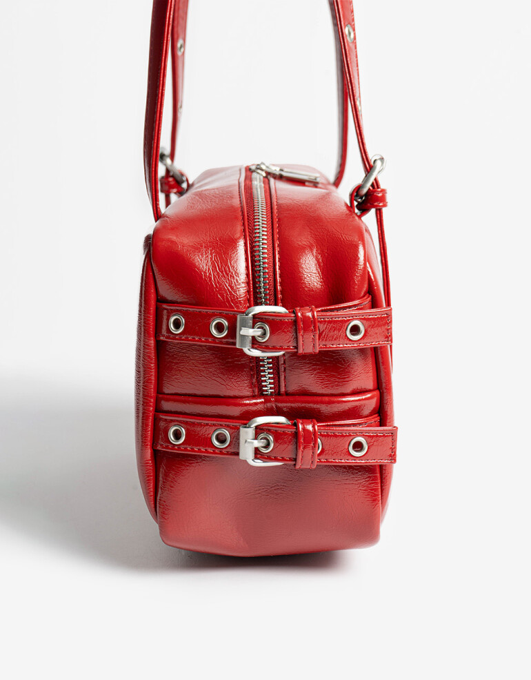 City Cartera City Efecto Acharolada - Rojo Medio