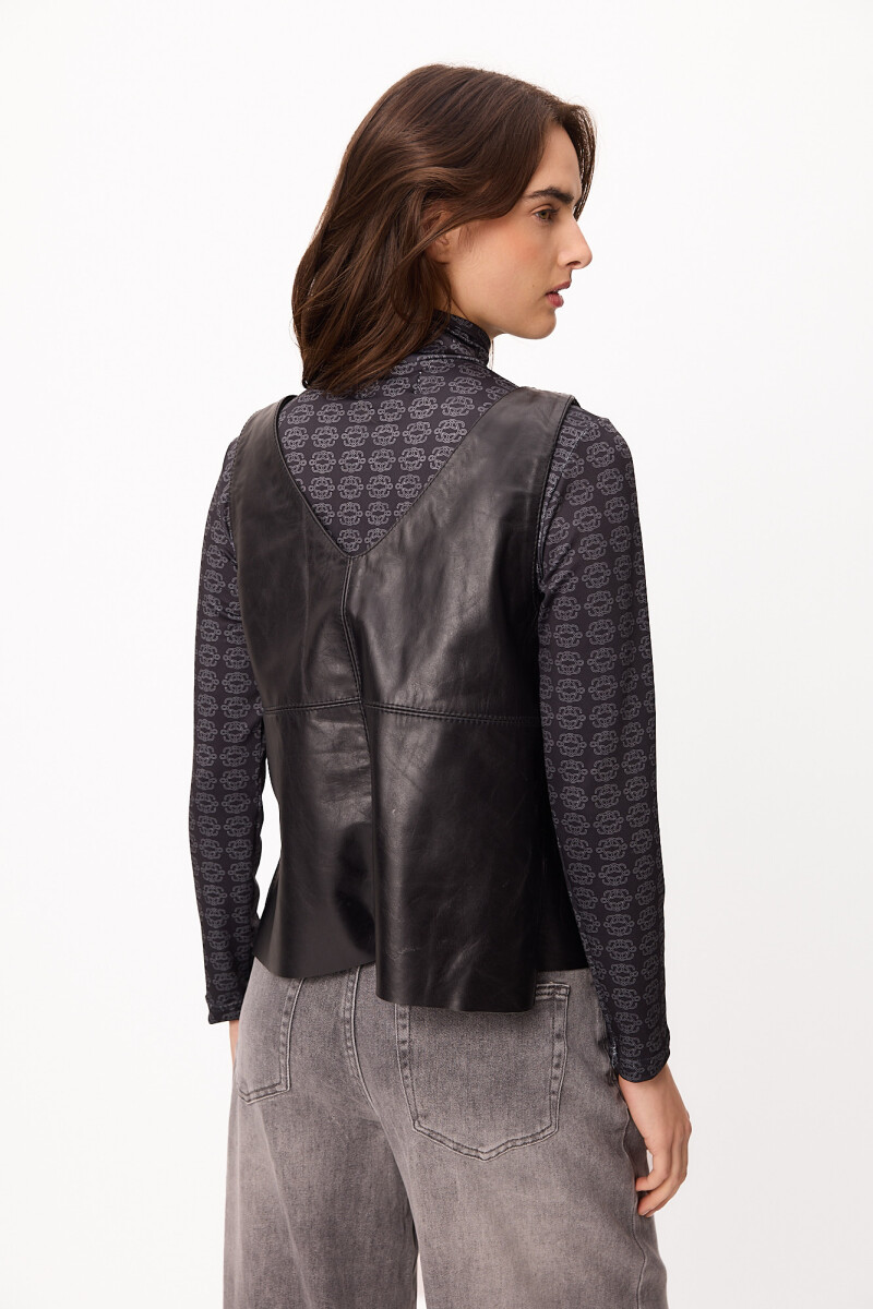 Chaleco Leather Dual Negro