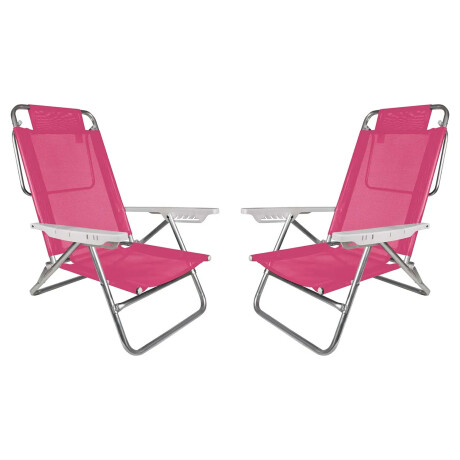 Set X2 Reposeras Sillas Reclinables 6Posiciones Aluminio Mor Rosa