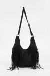 Cartera bandolera suede con flecos negro