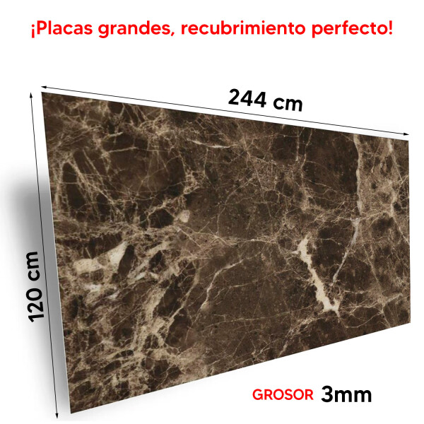 Revestimiento De Pared Placa Pvc Flexible 2.44 X 1.22mts MARRON