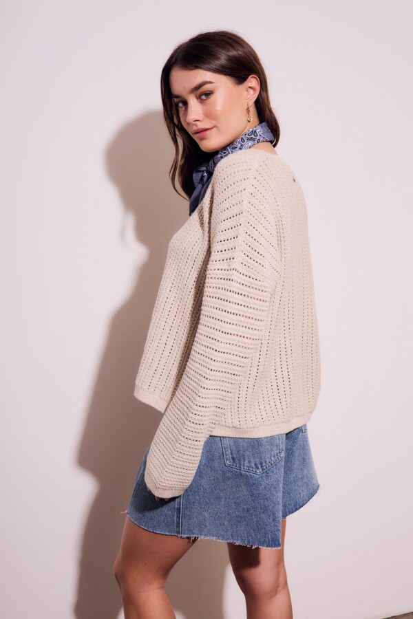Sweater Texturado Lurex Beige Melange