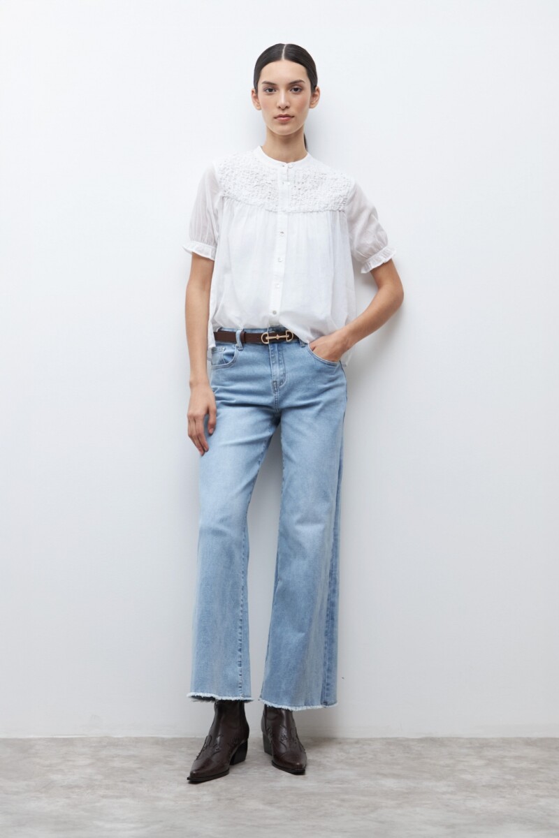 Camisa con frunces blanco