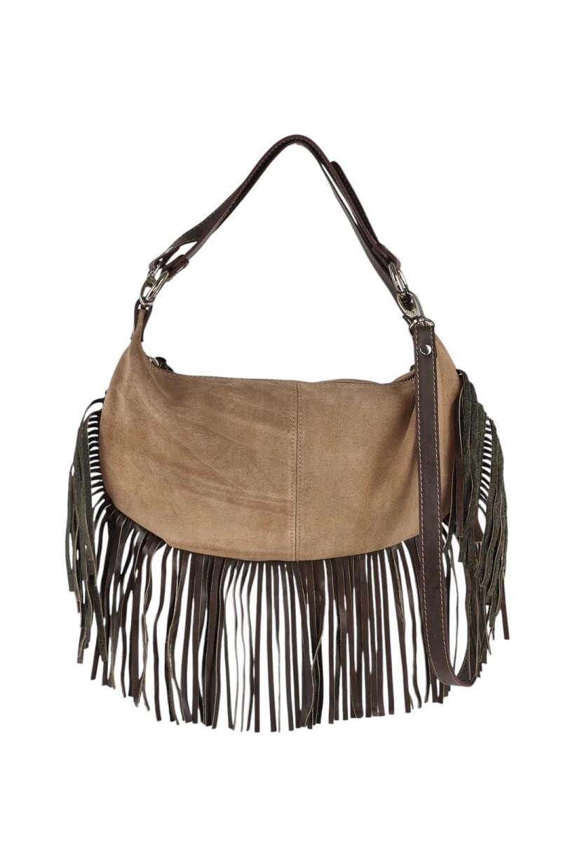 Cartera con flecos Beige