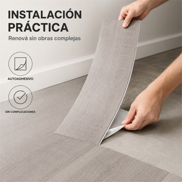 Piso Vinilico Autoadhesivo Piso Flotante Simil Madera x 20m2 Gris 1