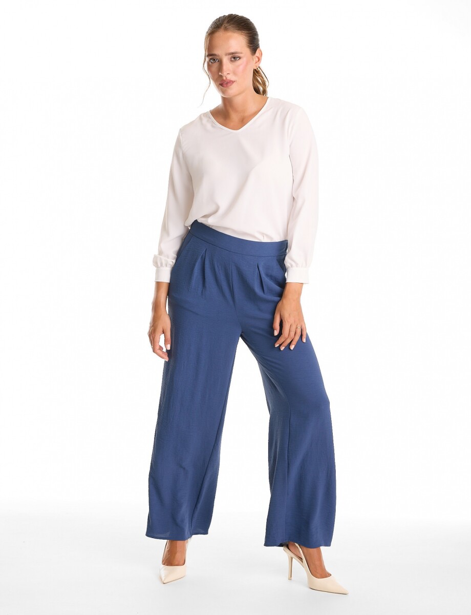 Palazzo Wide Leg Pinzas - Azul 