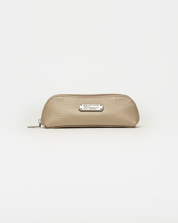 Porta cosméticos Saly en cuero graneado Taupe