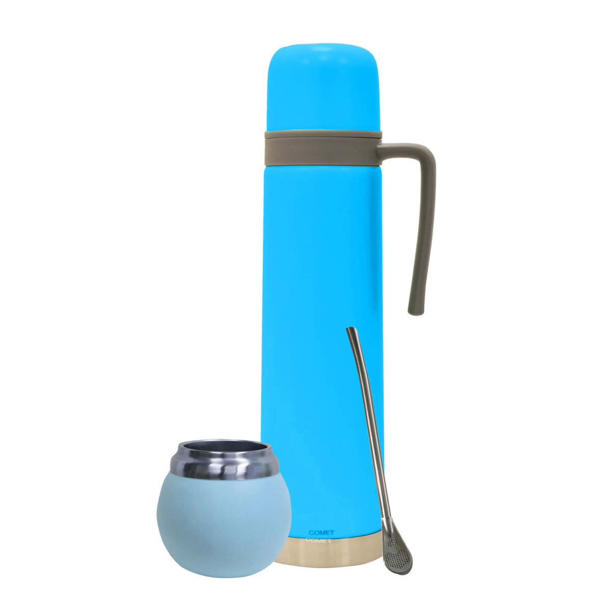 Set Matero Termo 750ml +mate lavable 120ml +bombilla regalo - Celeste 