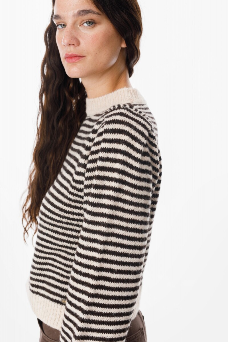 Sweater Fiber Rayas Negro