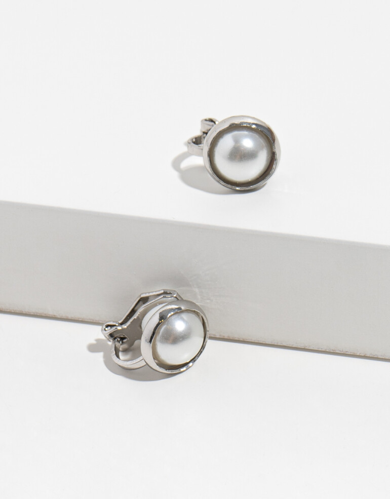 Aros Clips Perla Aros Clip Con Perla - Plateado Rodio