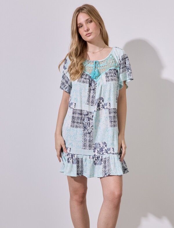 Vestido Print MULTI/CELESTE