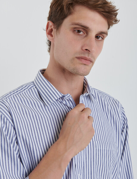 012626 CAMISA HARRINGTON LABEL Blanco/azul