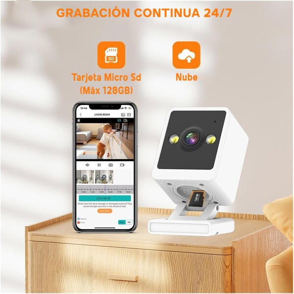 Cámara Seguridad Wifi HD Vision Nocturna Interior Microfono Variante Color Blanco