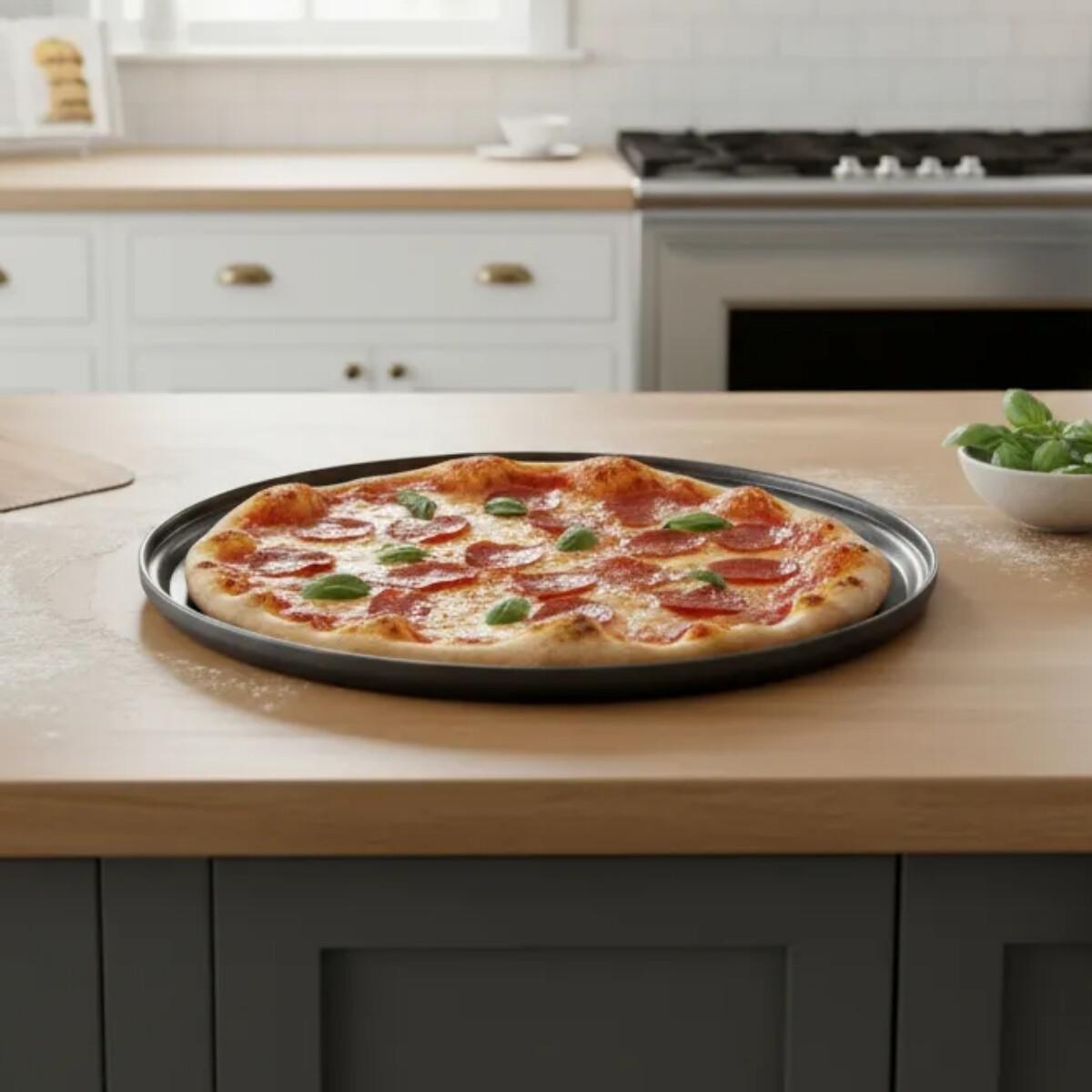 Asadera para pizza antiadherente 32 cm - GRIS 