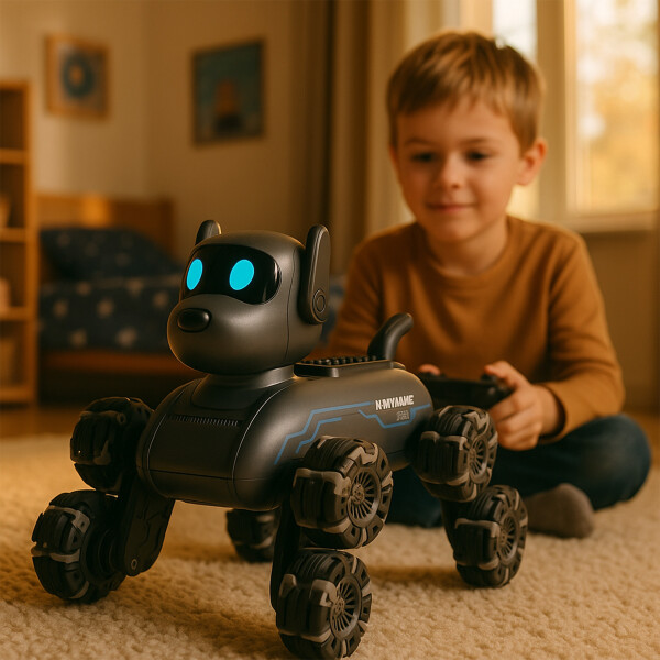 Robot Perro Interactivo Control Remoto Recargable Infantil Color Plateado