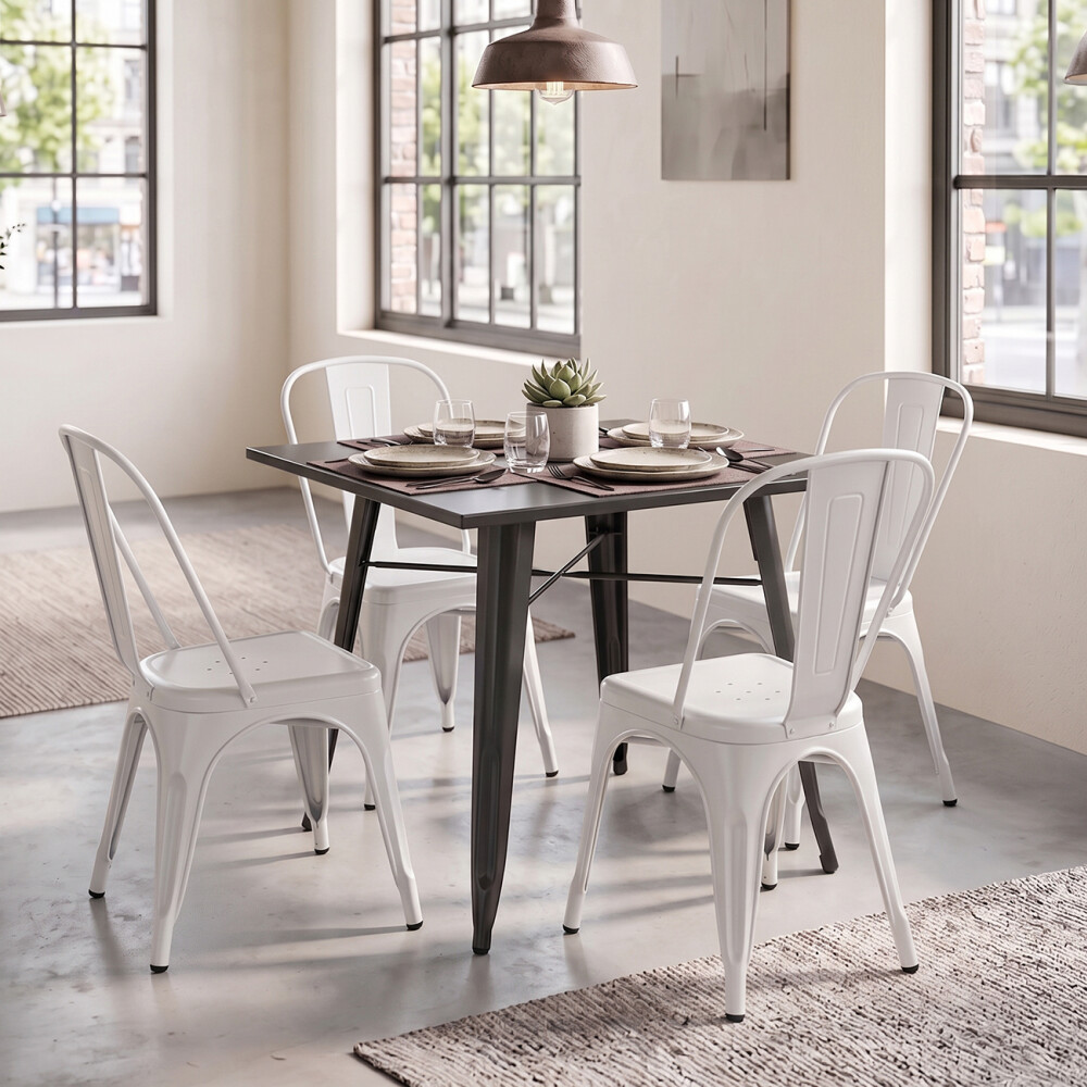 Juego de comedor 4 sillas tolix 70 Blanco