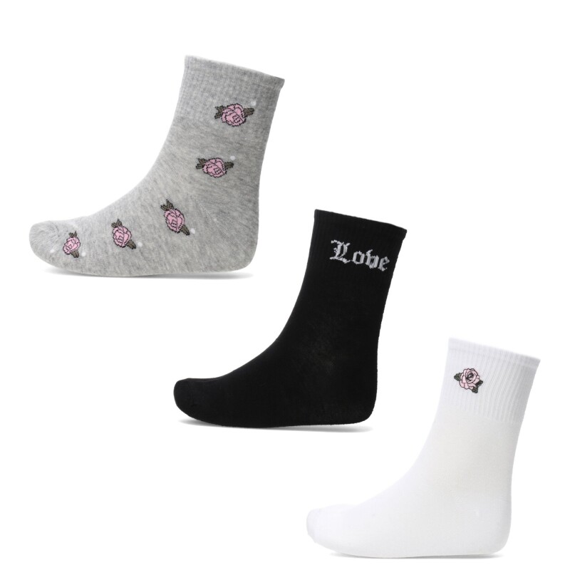 Medias de Mujer Miss Carol quarter pack x3 white Blanco - Negro