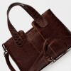 Cartera de Mano The Braided En Cuero Grabado Croco Red Tabaco