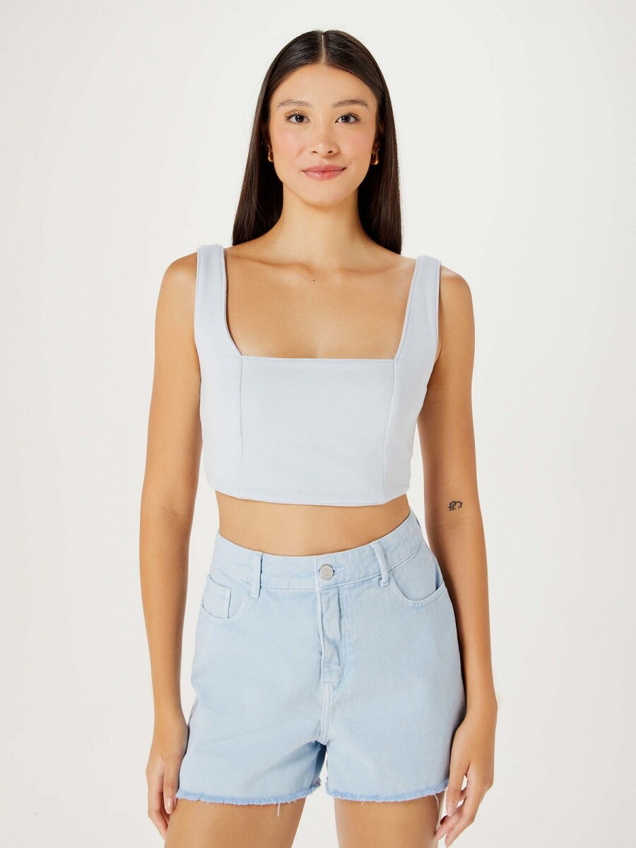 TOP FEMENINO ENTALLADO - CELESTE 