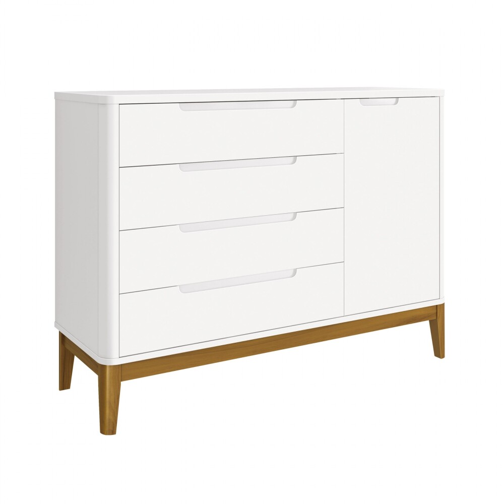 Cómoda Zapatera 4 Cajones 1 Puerta - Boom Blanco