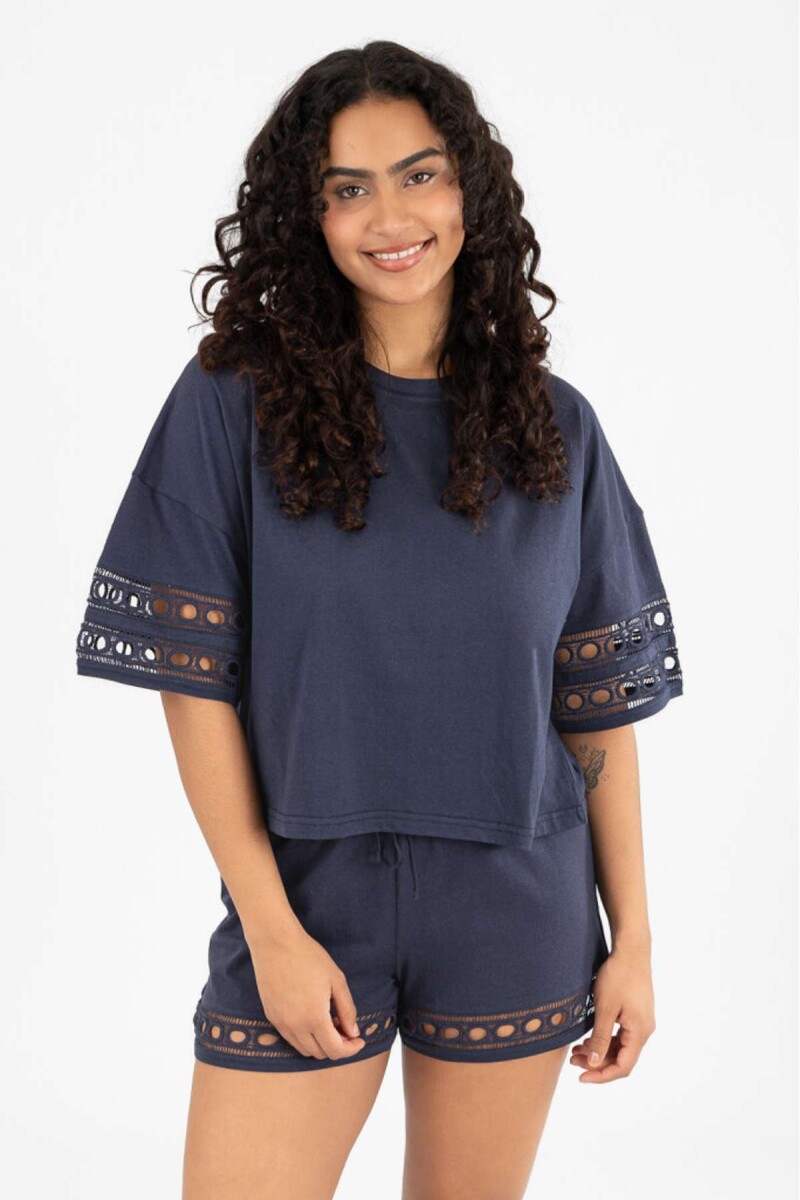 Cotton lace pj - Azul 