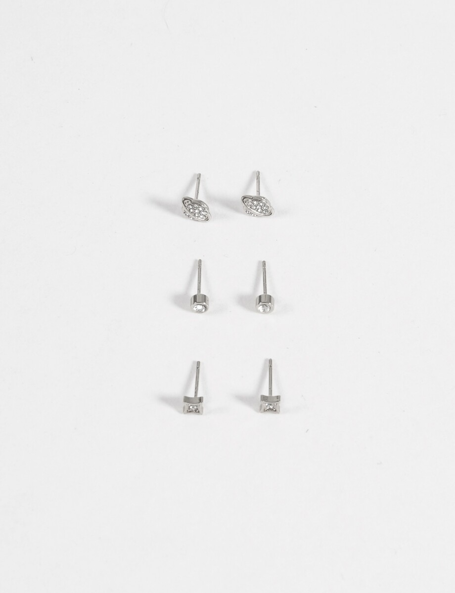 Set caravanas universo acero - plateado 