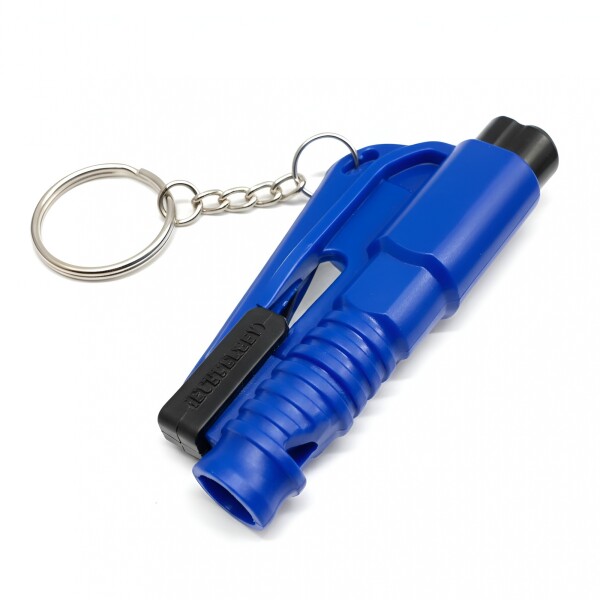 Mini Martillo Seguridad Autos Llavero Rompe Vidrios Ventanas Color Azul