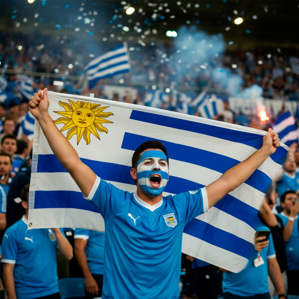 Bandera Pabellón Nacional de Uruguay Grande 120x180cm Color Blanco y Azul