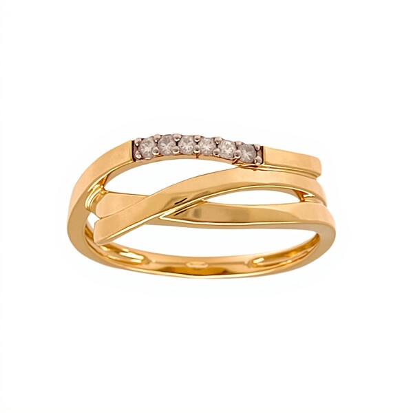 Anillo Nudo Brillante-Oro bajo-Piedra Zirconia-AN8244 conpiedra