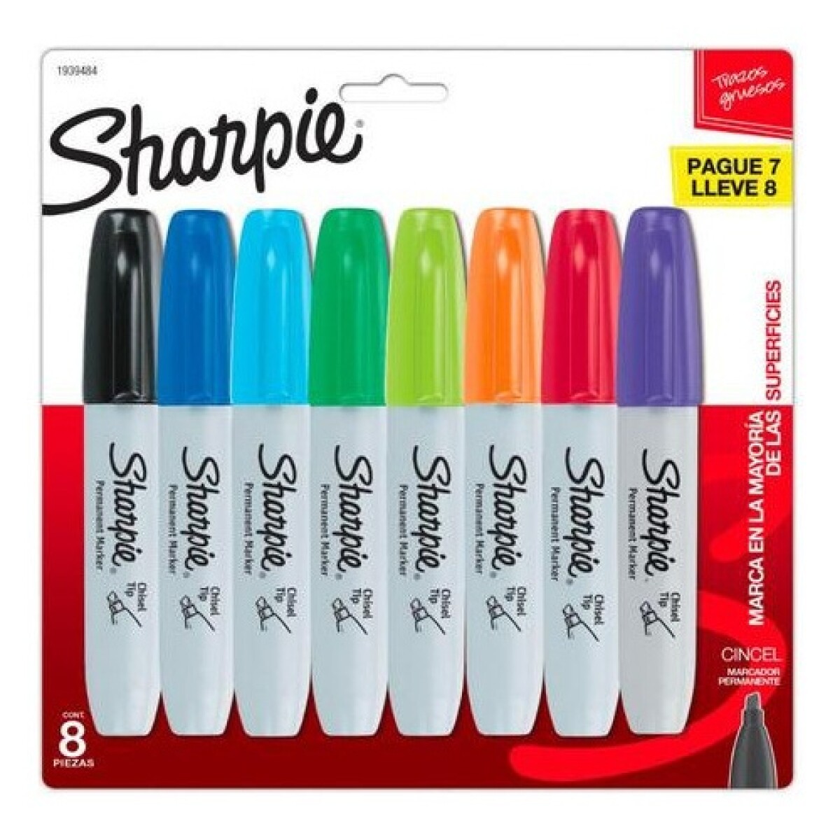 Set de 8 marcadores permanentes Sharpie surtidos punta cincel/biselada 