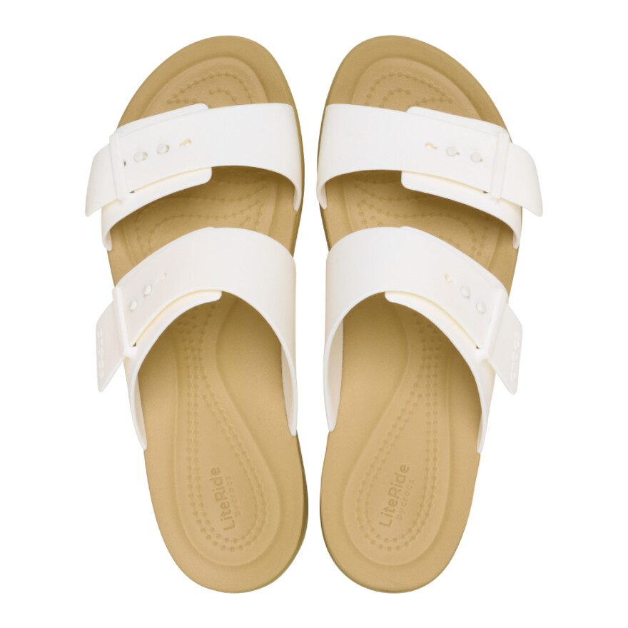 Sandalias Crocs Brooklyn Buckle Low - Mujer Chalk/tan