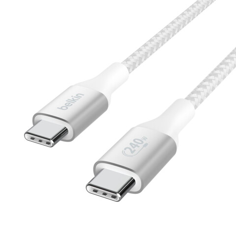 Belkin Cable Trenzado USB-C a USB-C 240W (2m) White Belkin Cable Trenzado USB-C a USB-C 240W (2m) White