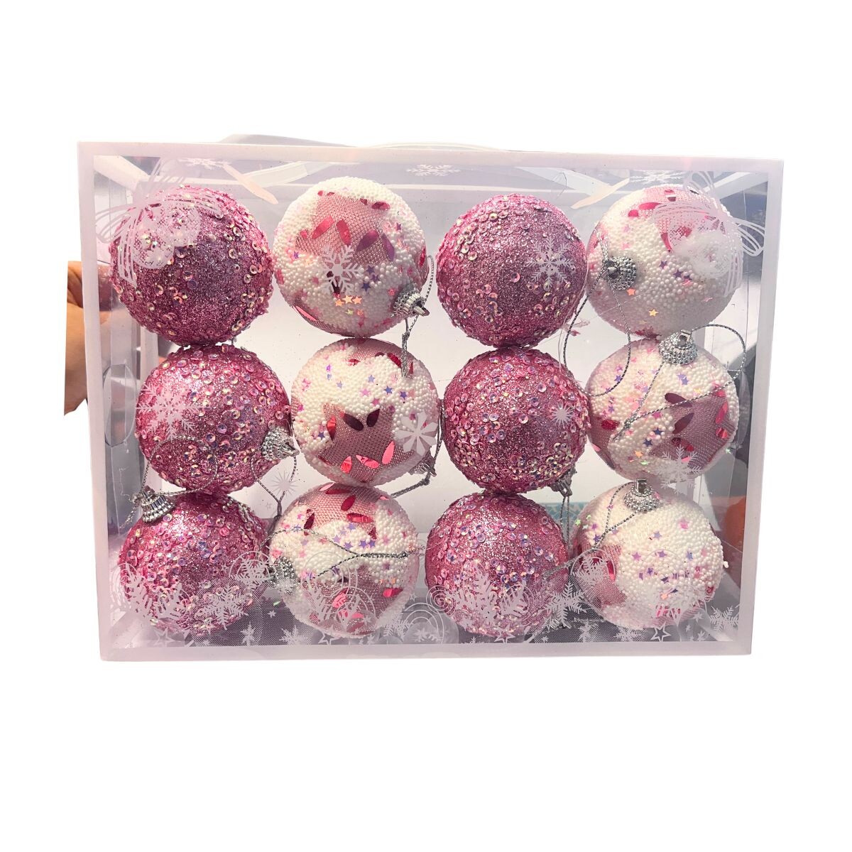 Set Esferas Navideñas x12 - Rosa 