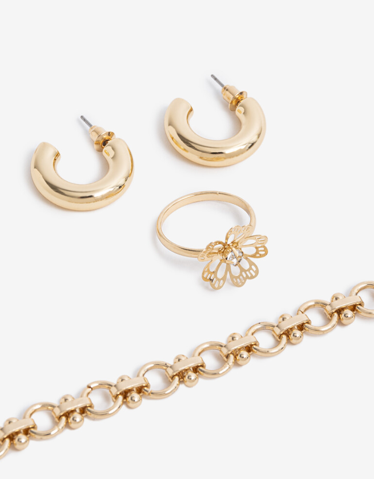 Bijouterie Set Con Dijes Bijou Set Metal - Dorado