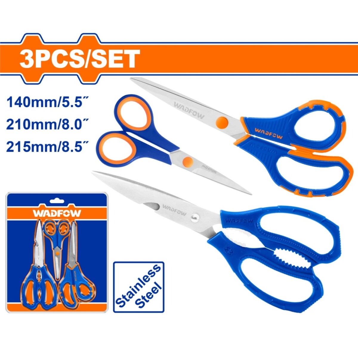 SET X3 TIJERAS 8.5" + 8" COCINA + 5.5" WADFOW WSX4603 