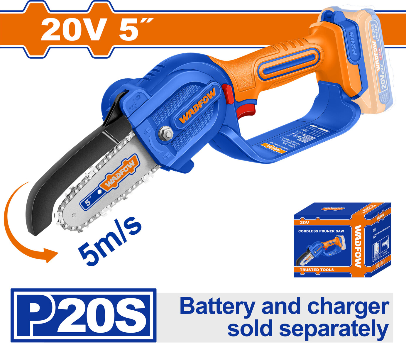 MINI MOTOSIERRA A BATERIA 5´´ 20V P20S S/BAT - WCLP550 WADFOW 
