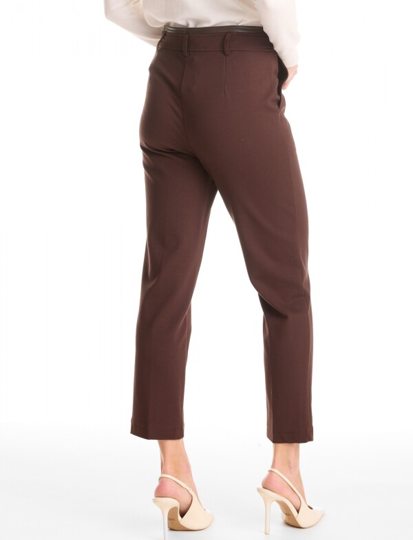Pantalon Ankle Eco Cuero MARRON