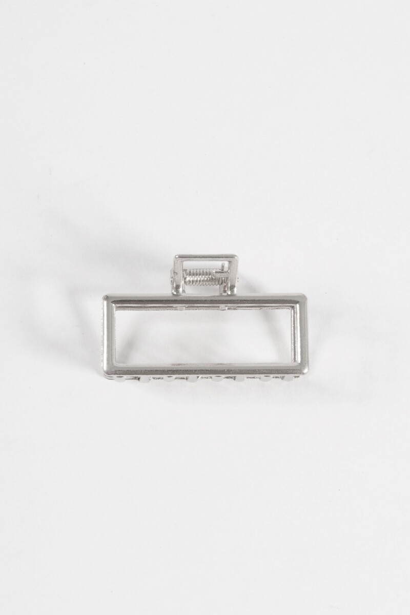 Broche rectangular metálico chico plateado