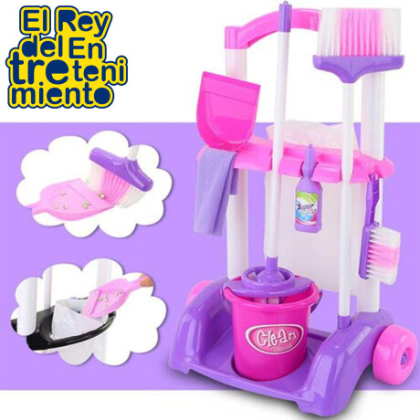 Kit Carrito Limpieza Escoba Balde Con Accesorios Niña Kit Carrito Limpieza Escoba Balde Con Accesorios Niña