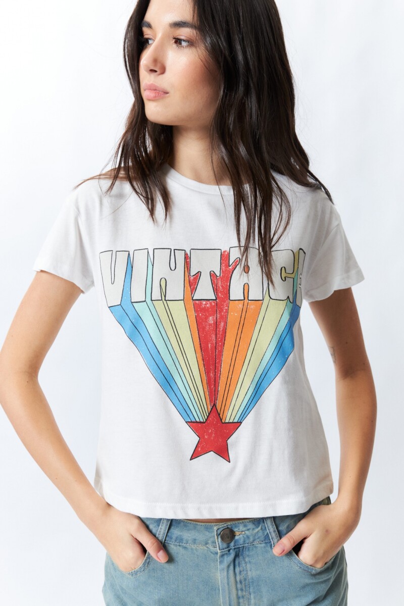 REMERA VINTAGE RAINBOW Blanco