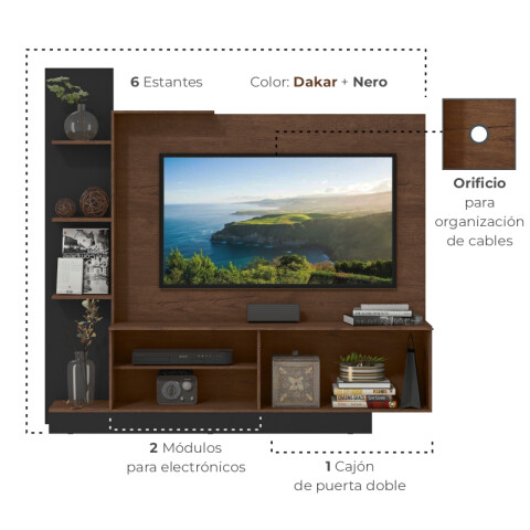 Combo de Juego de Comedor Mesa 4 Sillas y Rack para Tv Dakar / Nero Combo de Juego de Comedor Mesa 4 Sillas y Rack para Tv Dakar / Nero