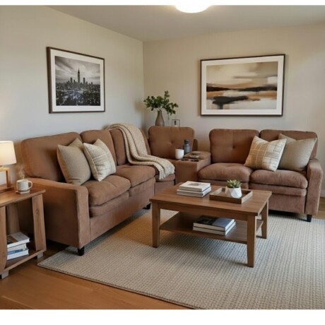 SOFÁ SILLÓN ESQUINERO RINCONERO - CON POSA VASOS BEIGE