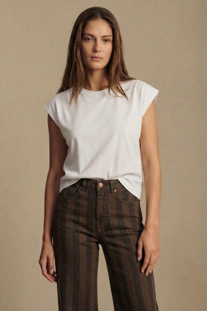 Remera Corta Lavada Blanco