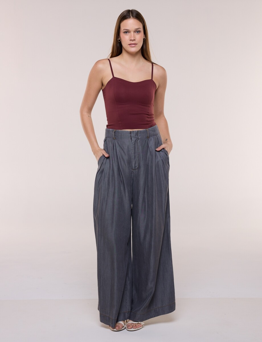 Pantalón Lyocell Wide Leg - Gris 