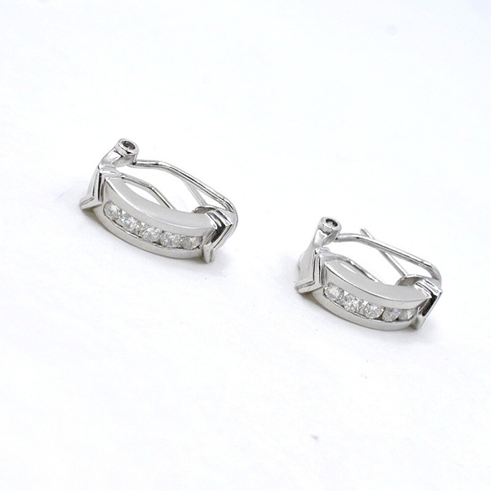 Aros En Oro 18K Blanco Y Brillantes Aros En Oro 18K Blanco Y Brillantes
