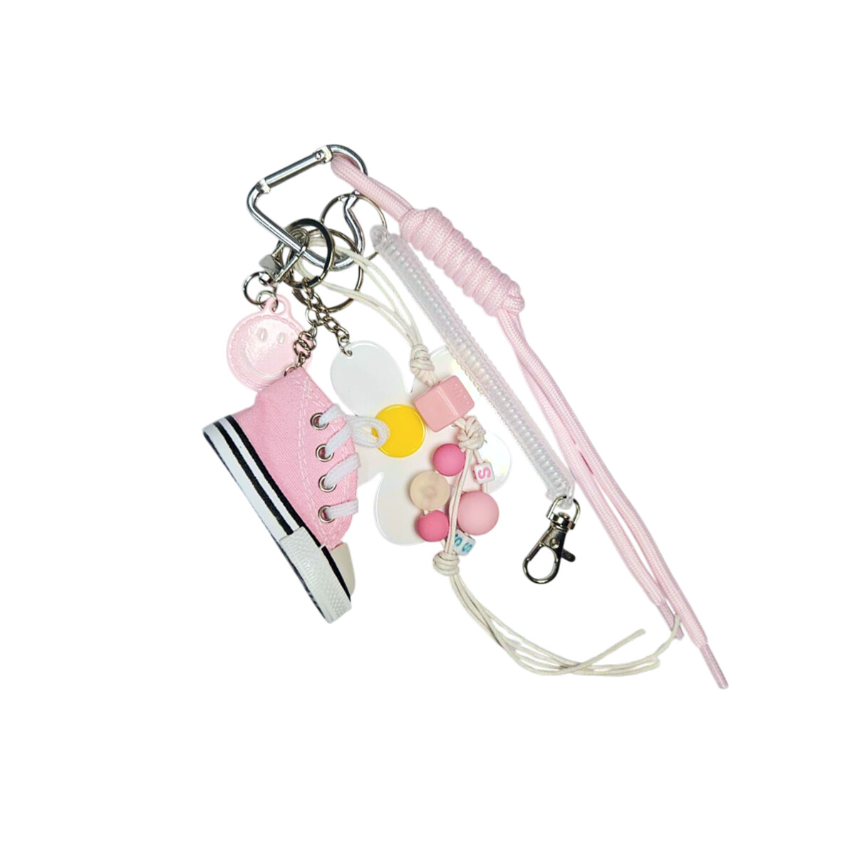 Llavero con accesorios Flor y Zapatilla - Rosado 