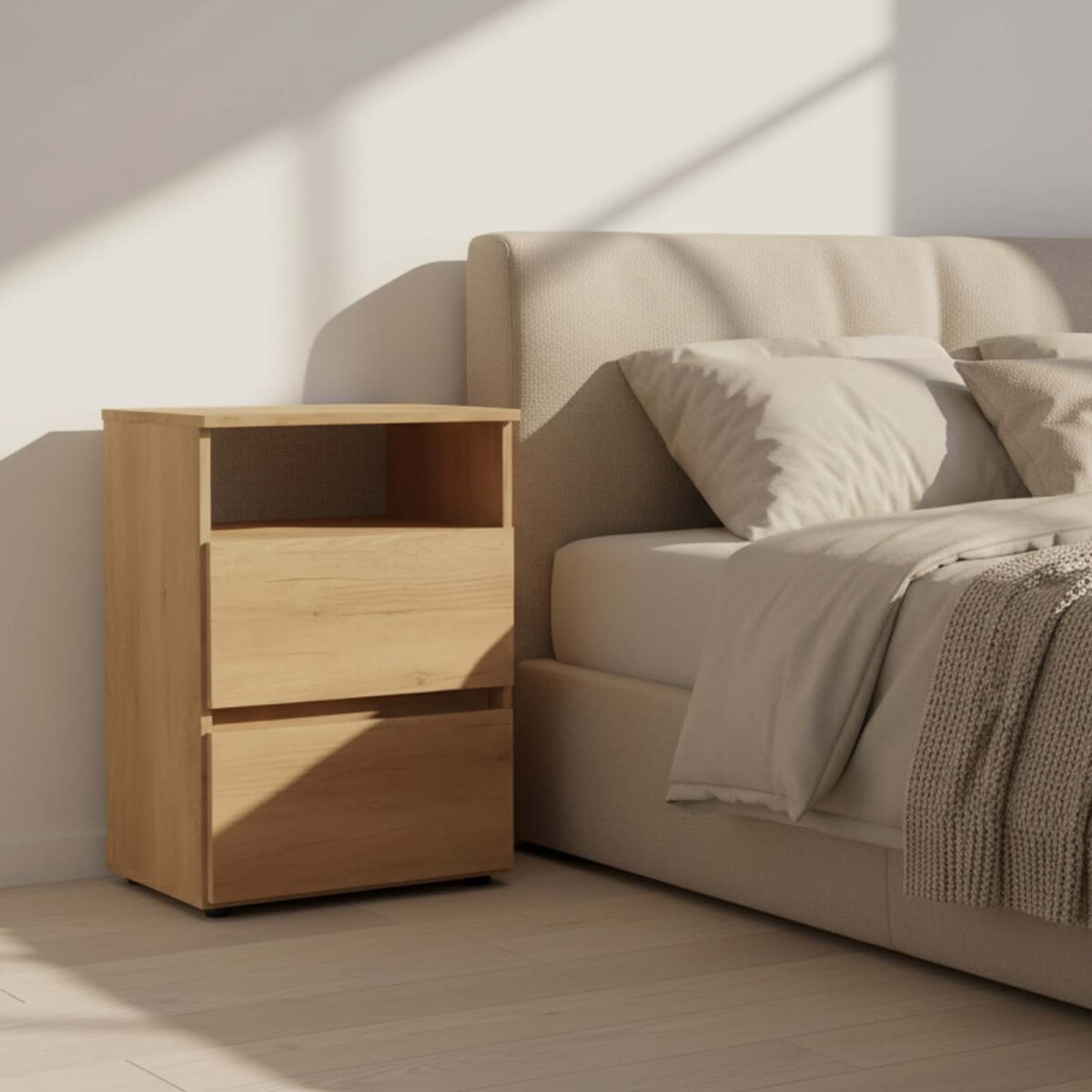 MESA DE LUZ - 2 CAJONES MDP MARRON CONDESSA 